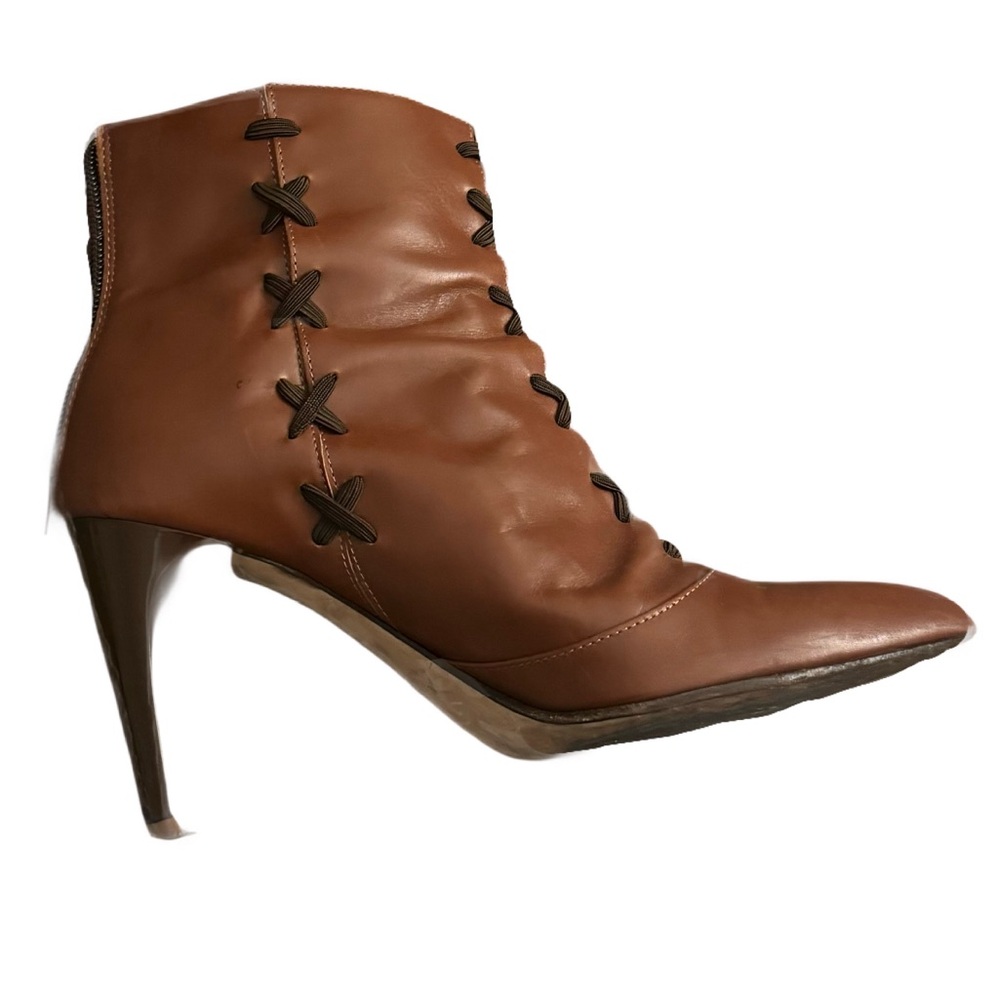 Luxury Herzel De Bach Roma Brown Leather Ankle Boots (Made in Italy)